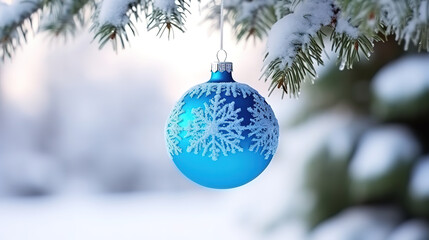 Wall Mural - Hanging baubles on bokeh background