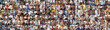 Workplace portraits of people as a panorama collage