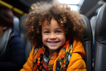 Canvas Print - A joyful toddler beams at the camera, radiating pure innocence and happiness in their simple outdoor attire