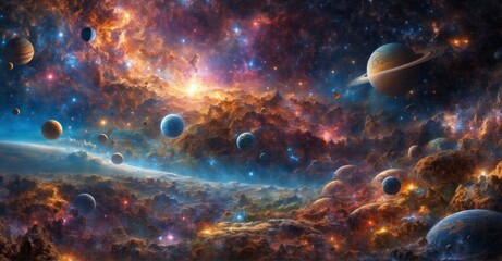 Wall Mural - celestial canopy adorned with a myriad of cosmic elements, creating a cascade of reactions with star