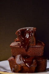 Canvas Print - Chocolate block cake is a traditional cake made from flour, vanilla, eggs, sweetened condensed milk, baking soda, margarine and sugar.