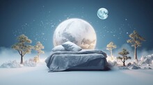 World Sleep Day Illustration Sleeping Planet Earth And Moon On Empty White Background With A Lot Of Free Copy Space
