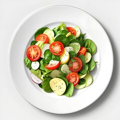 Wall Mural - Healthy salad plate, watercolor illustration