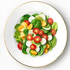 Wall Mural - Healthy salad plate, watercolor illustration