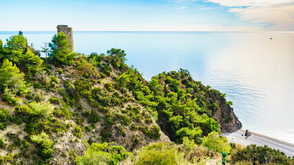 Sticker - Spanish sea coast with tower, Andalusia