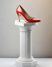 Red Stiletto Shoe On A Column