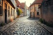 Historical cobblestone streets in an old european town