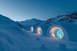 Luxurious glacial resort with ice chapels and thermal igloos