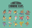 retro mascot cartoon characters, groovy cartoons, vector illustration