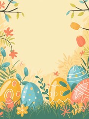  Easter card. Decorated eggs with copy space