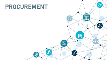 Procurement management banner web icon vector illustration concept with icon of operational management, strategy, structure, people, governance, process, technology and performance