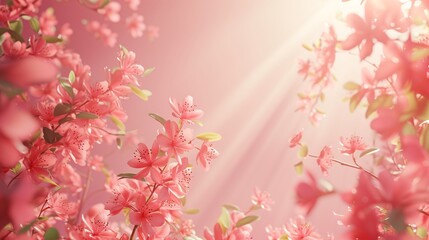 Poster - Pink Blossoms and Sunlight in Spring Nature
