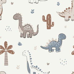 Wall Mural - Cute Dinosaur Pattern for Children's Fabric