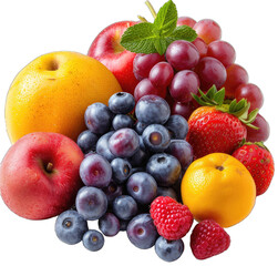 Wall Mural - a_pile_of_various_fruits_on_white_background