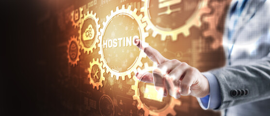 Wall Mural - hosting cloud and edge computing technology concepts. mixed media