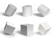 Cube white collection. 3d models with perspective. Stock illustration isolated on white background
