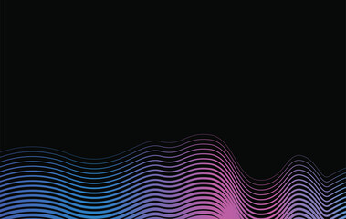 Wall Mural - abstract black background with wave line pattern colorful 