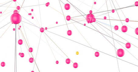 Fototapete - Futuristic geometric double data flow background with connecting dots and lines. Abstract digital