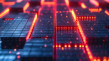 Technology And Computer Electronics, Tech Background With Light, Digital Processor, Abstract Design, Dark Keyboard, PC Hardware, Macro Board, Blue Night, Colorful Modern Electric System