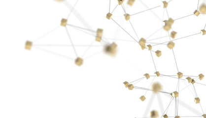 Fototapete - Futuristic geometric double data flow background with connecting dots and lines. Abstract digital