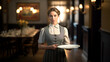 © Volodymyr - female domestic servant who wears a traditional maid waitress service staff barmaid