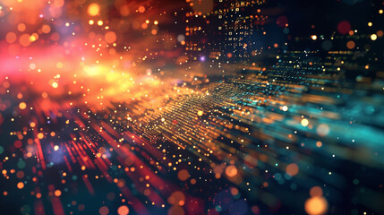 Wall Mural - a creative composition of colorful code snippets forming a digital galaxy, symbolizing the vast poss