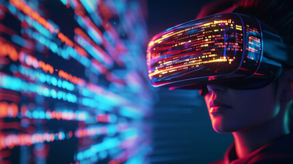 Wall Mural - a programmer surrounded by virtual reality code, creating a dynamic and immersive scene that showcas