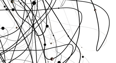 Poster - Futuristic geometric double data flow background with connecting dots and lines. Abstract digital