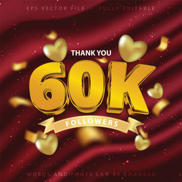 Thank you 60k followers, peoples online social group, social media followers celebration template vector