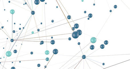 Fototapete - Abstract digital connection dots and lines. Technology background. Network connection structure. Plexus effect. 3d