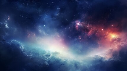 Wall Mural - Space background with realistic nebula and shining stars. Neural network AI generated art