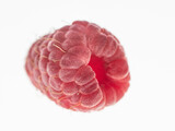 Fototapeta  - ripe, red raspberry close-up on a white background