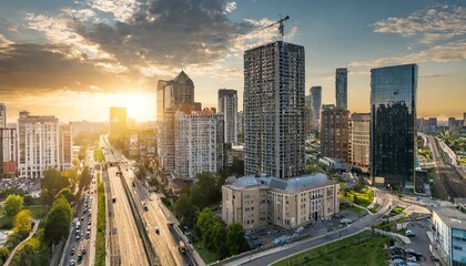 Wall Mural - city at sunset