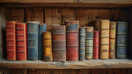 Old books in the Library, stack of old books