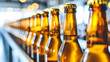 Alcohol Brewery with Beer Bottles, Glass Beverage Manufacture, Lager Liquid, Closeup Production, Cold Drink Technology, Line Industrial, Interior Machine, Conveyor Operation