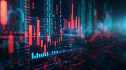 Digital chart display, options chart, stock market growing data chart. Growth graph