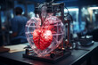 © Adin - Medicine 3d printer striking artificial human heart model within laboratory setting, symbolizing medical innovation