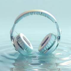 headphones on blue background