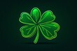 four leaf clover icon in neon style. Simple thin line, outline vector on dark background	