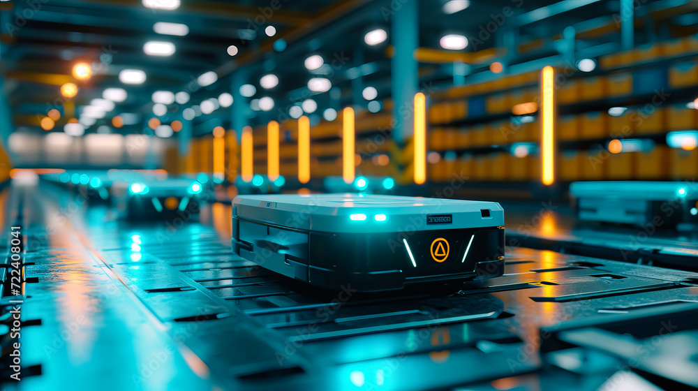 Automated Modern Retail Warehouse AGV Robots Transporting Cardboard ...