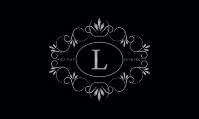 Wall Mural - Logo design for hotel, restaurant and others. Monogram design with luxury letter L on dark background