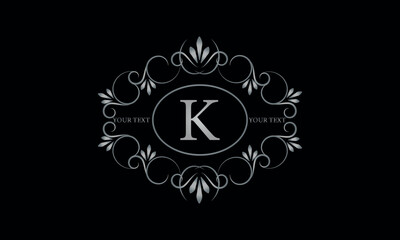 Wall Mural - Logo design for hotel, restaurant and others. Monogram design with luxury letter K on dark background