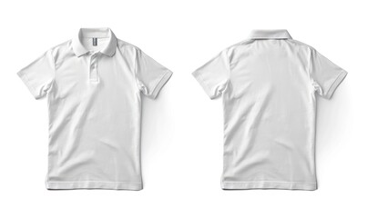 Poster - Blank white polo t-shirt mockup front and back isolated on white background with clipping path.