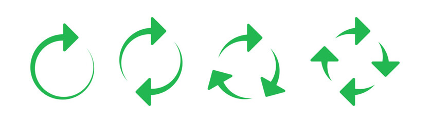 Leinwandbilder - Refresh icon vector. Green recycle vector icon symbol. Repeat and reload icons set and arrow rotation circle. Sync icon symbol convert button sign