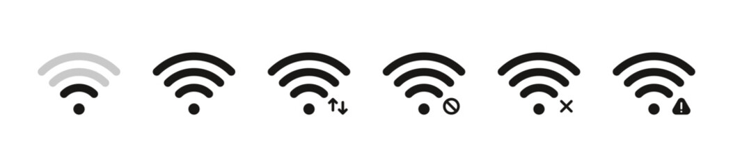 Fototapete - Wifi icon set. Wireless internet signal icon symbol , Web network connection logo sign for internet access. Vector illustration