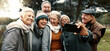 © Clement C/peopleimages.com - Excited, selfie and group of senior friends in outdoor green environment for fresh air. Diversity, happy and elderly people in retirement taking picture together while exploring and bonding in a park