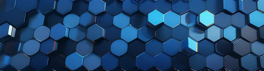 blue abstract background with hexagons and different shade, banner, web design 