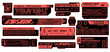 Cyberpunk decals set. Set of vector stickers and labels in futuristic mecha style. Sci-fi Inscriptions and symbols, Mechsuit font.