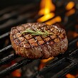 Realistic grilled steak on a grill. Beef steak on grill