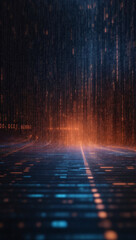 An abstract digital background with binary code and AI algorithms running in the background
